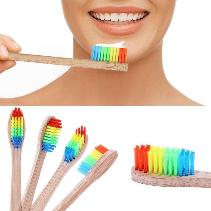 Bamboo Toothbrush - 100% Biodegradable Rainbow Eco-Friendly Dental Tool
