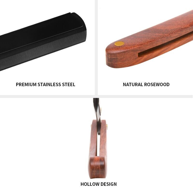 Straight Razor - Private Label Wood Stainless Steel Barber Customisable Tool