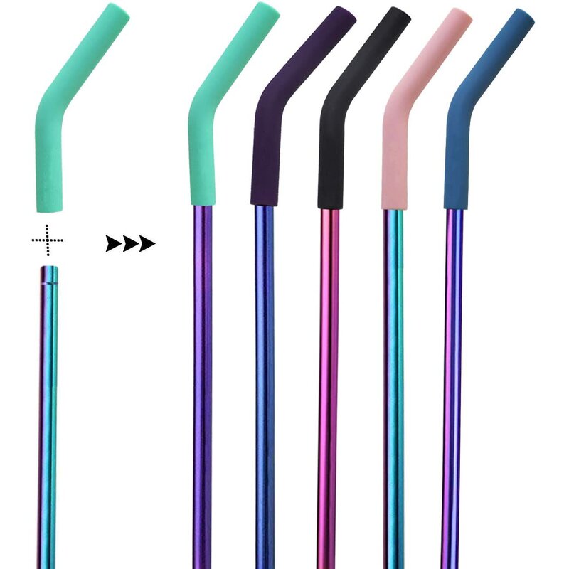 Stainless Steel Straw - BPA-Free Reusable Silicone Tip Cleaning Brush Tool