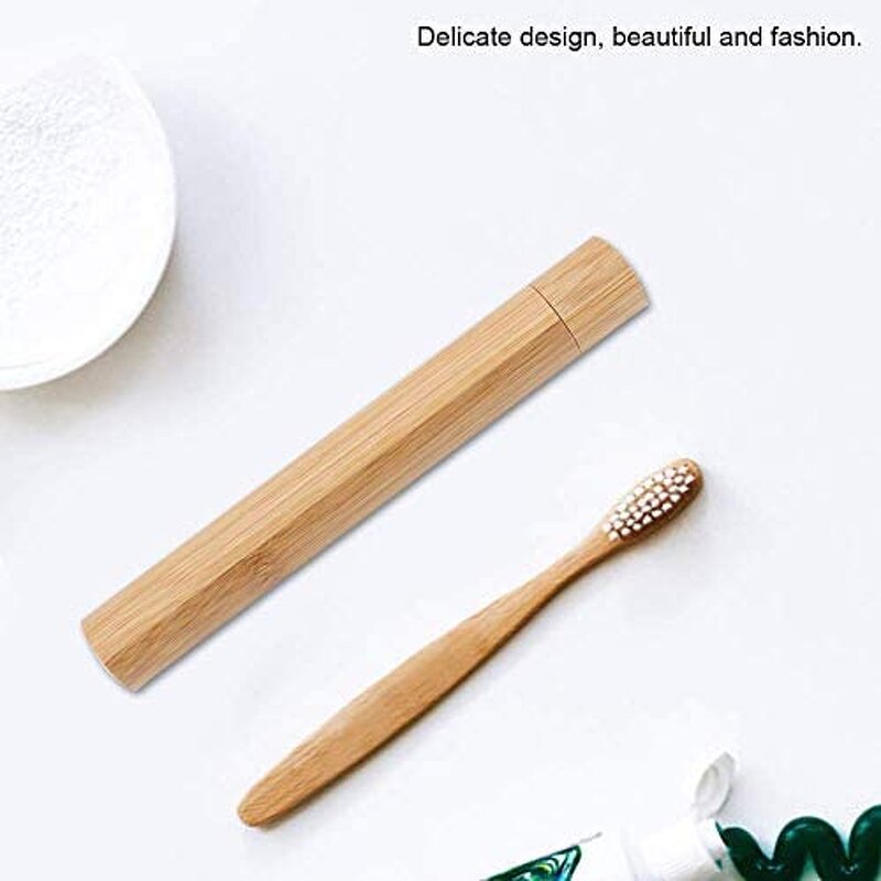 Bamboo Toothbrush Holder - Eco-Friendly Soft Bristle Home Bathroom Storage Tool
