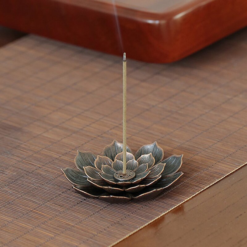 Metal Lotus Incense Burner - Detachable Stick Holder Home Aromatherapy Diffuser