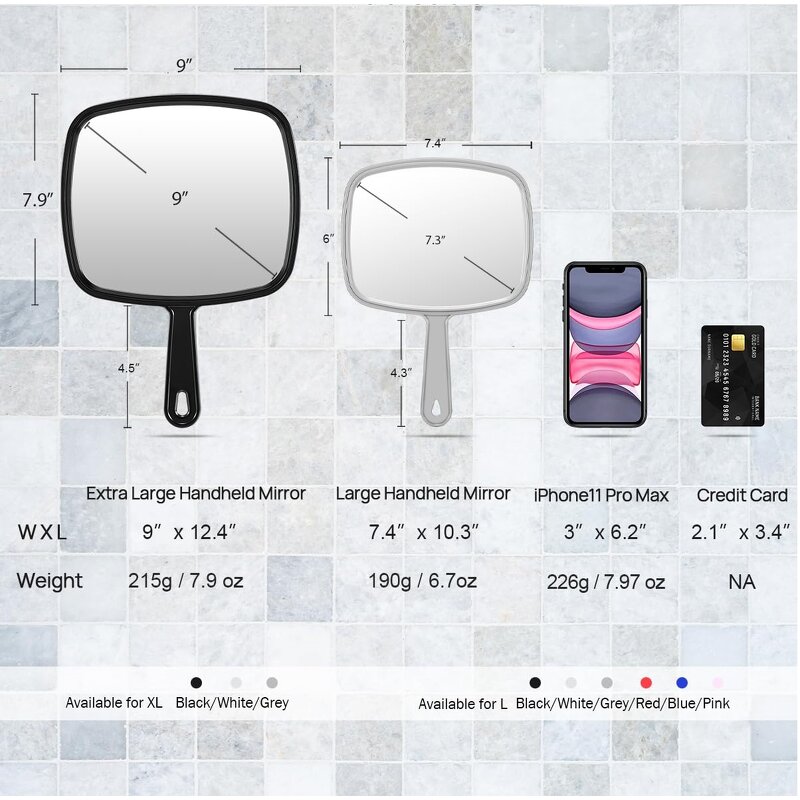 Large Hand Mirror - Salon Barber Hairdressing Clear Ergonomic Hanging Hole Tool