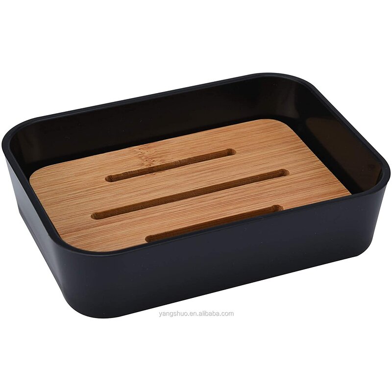 Bathroom Accessory Set - 6-Piece Plastic Wooden Hotel Home Storage Tool