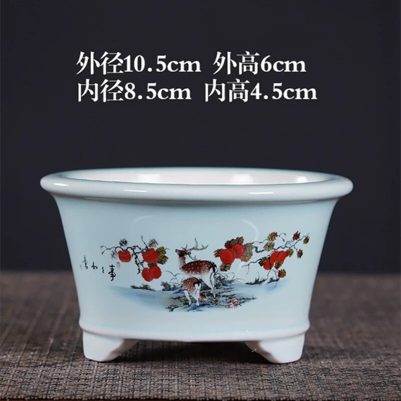 Chinese Ceramic Bonsai Pot - Large Rectangular Drainage Saucer Indoor Outdoor Tool