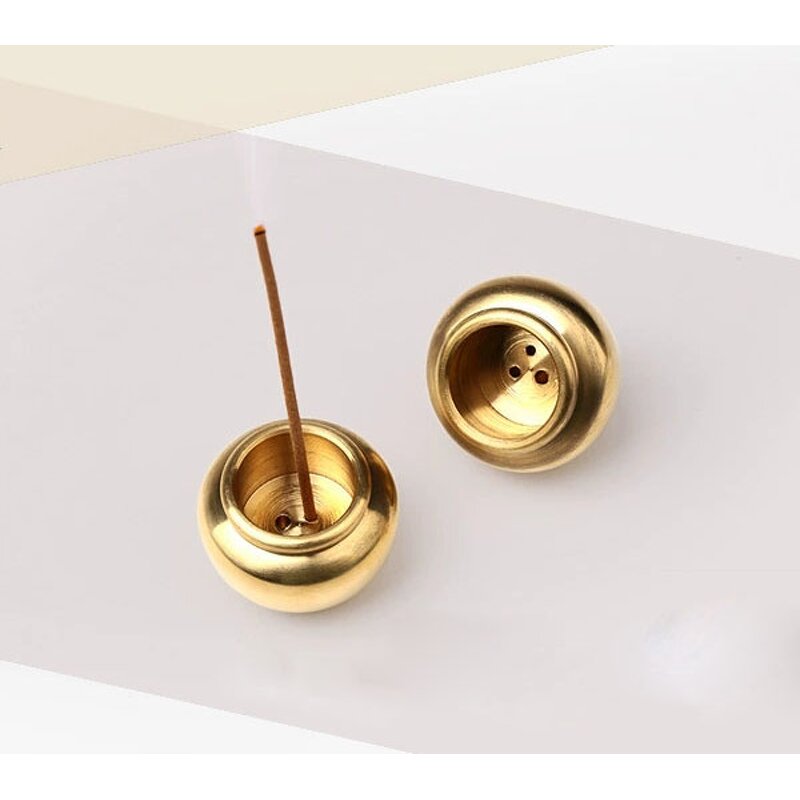 Brass Incense Burner - Gold Lotus Coil Stick Cone Holder Aromatherapy Tool