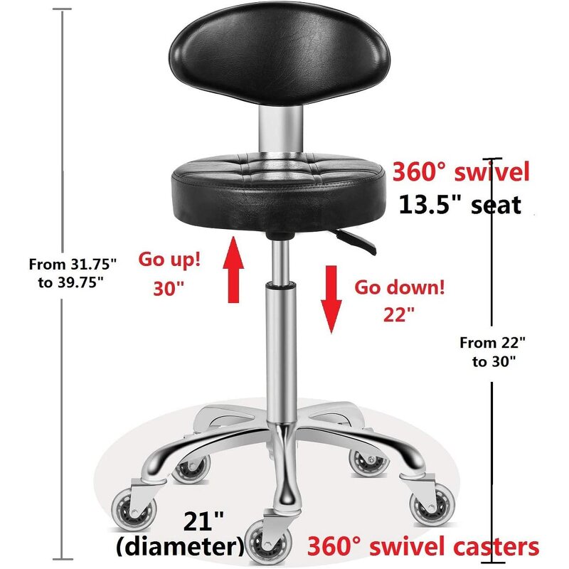 Salon Barber Stool - Rolling Lift High-footed Round Swivel Chair Home Tool
