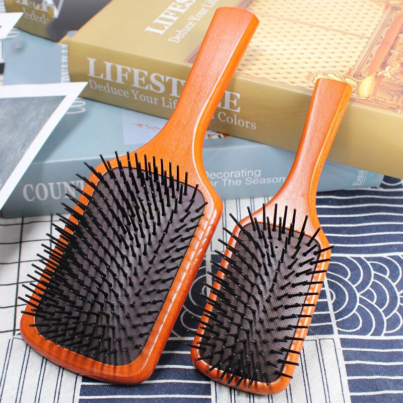 Wooden Paddle Hair Brush - Sustainable Nylon Bristle Detangling Scalp Massage Tool