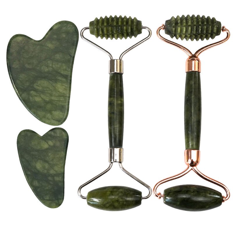 Green Jade Roller Set - High Quality Guasha Skin Care Face Massage Stone Tool