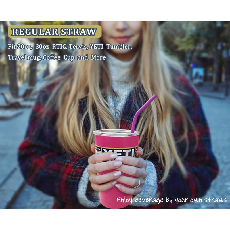 Silicone Straw - Reusable 2 Size Flexible Smoothie Tumbler BPA-Free Tool