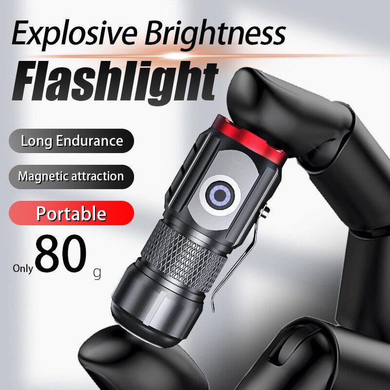 Mini LED Keychain Flashlight - USB Rechargeable Aluminum Portable Waterproof Tool