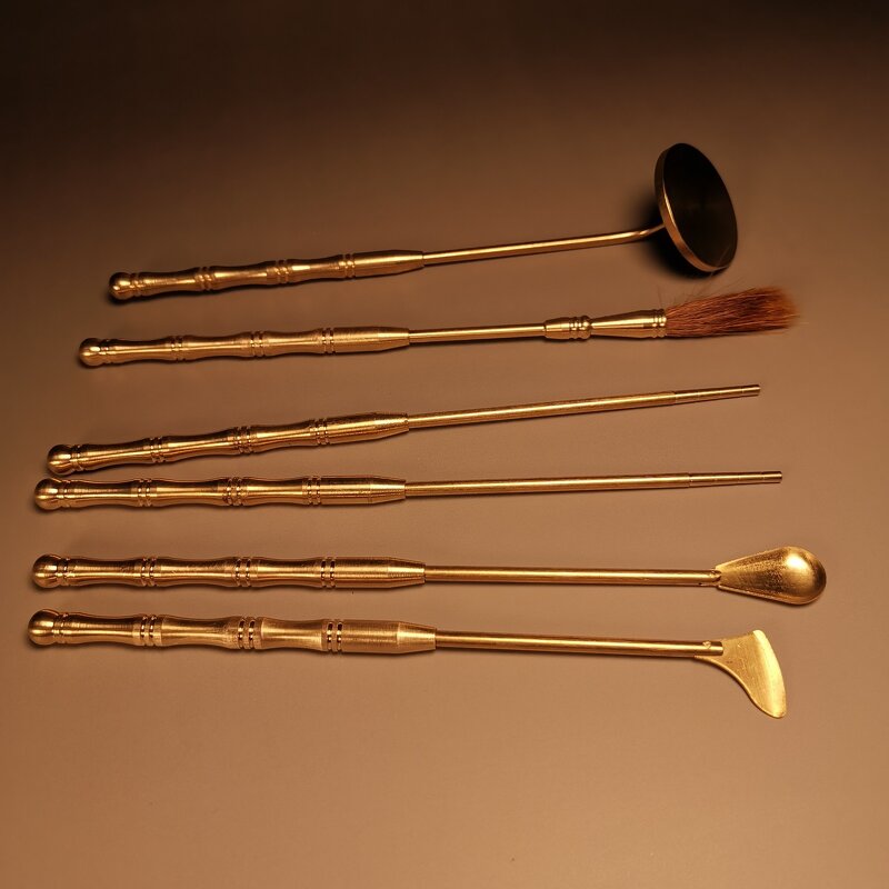 Brass Incense Making Kit - DIY Cone Mold Spoon Brush Aromatherapy Tool
