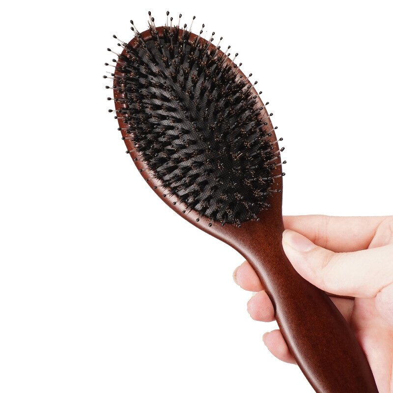 Large Paddle Hairbrush - Portable Wooden Bristle Dry Hair Sustainable Tool
