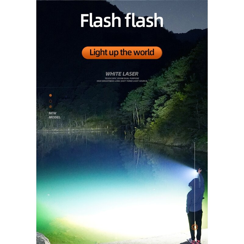 Aluminum LED Flashlight - Waterproof USB Charging IP65 Strong Light Torch Tool