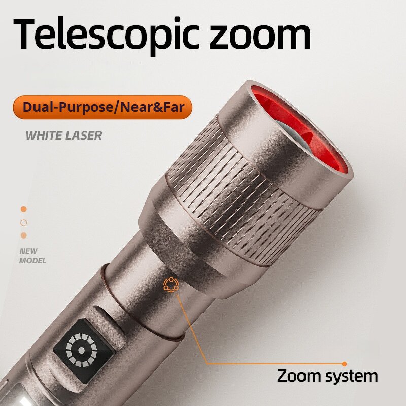 Aluminum LED Flashlight - Waterproof USB Charging IP65 Strong Light Torch Tool