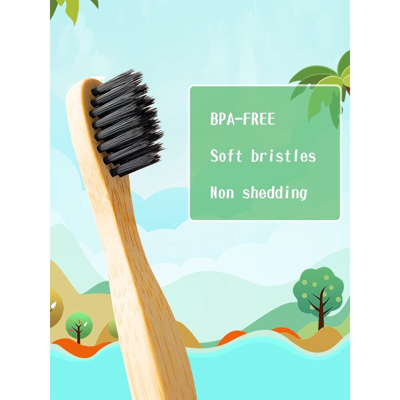 Kids Bamboo Toothbrush - Eco-Friendly BPA-Free Soft Bristle Travel Dental Tool