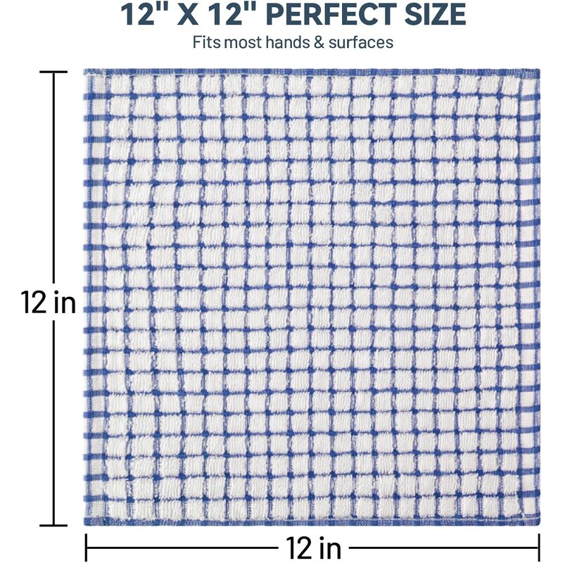 Cotton Dishcloth - 100% 12x12 Inch Mixed Color Kitchen Wash Cloth Set