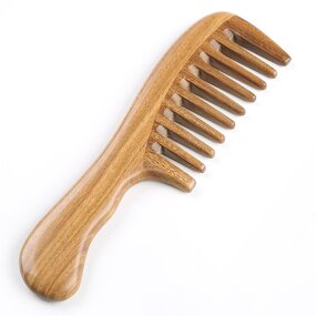 Sandalwood Hair Comb - Green Wooden Hotel Grooming Tool Custom Logo