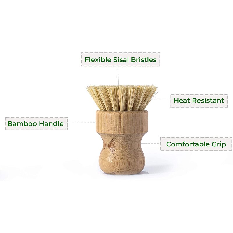 Bamboo Dish Washing Brush - Eco-friendly Wooden Kitchen Pot Cleaning Tool