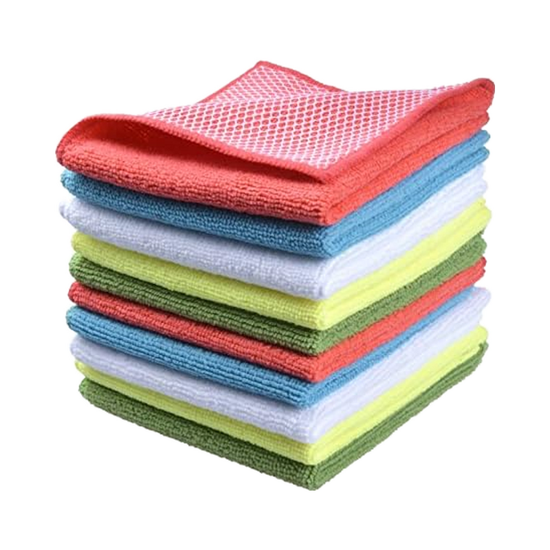 Microfiber Cleaning Cloth - 12x12 Inch Kitchen Dish Rag Scouring 5 Color Tool
