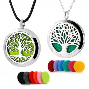 Aromatherapy Necklace Diffuser - Stainless Steel Hollow Tree Design Gift Tool