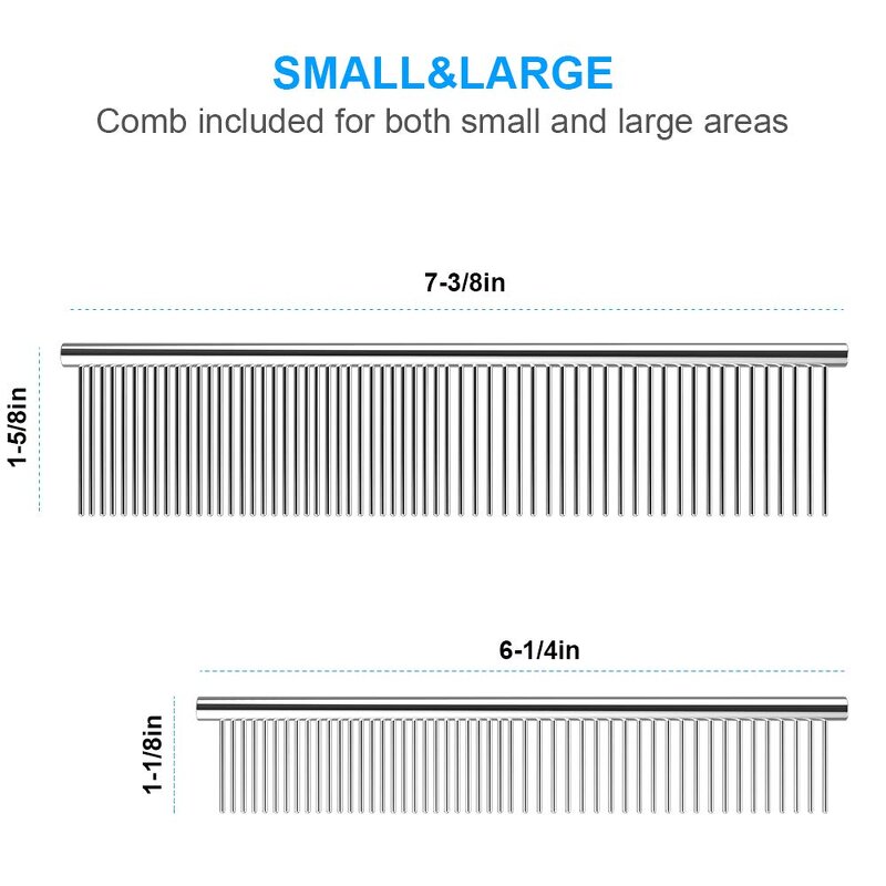 Stainless Steel Pet Comb - Professional Teeth Dog Cat Rounded Ends Grooming Tool