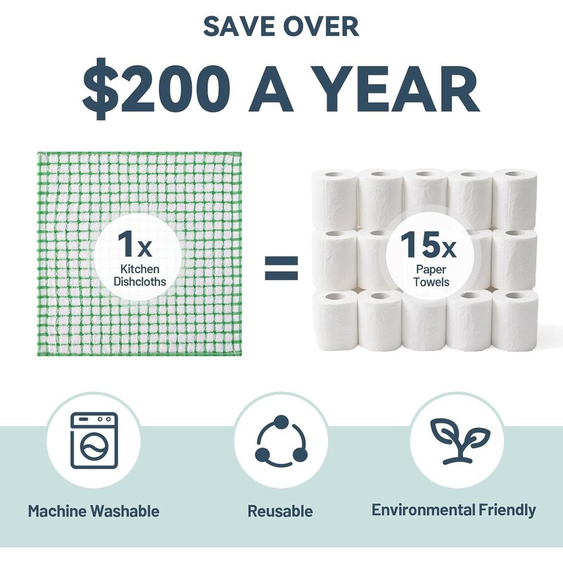 Cotton Dishcloth - 100% 12x12 Inch Mixed Color Kitchen Wash Cloth Set