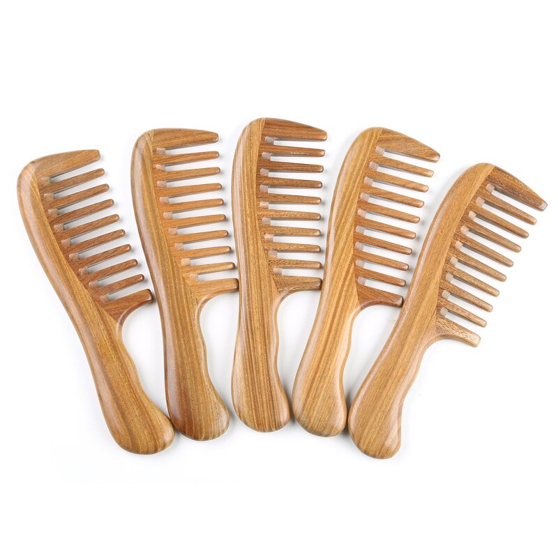 Sandalwood Hair Comb - Green Wooden Hotel Grooming Tool Custom Logo