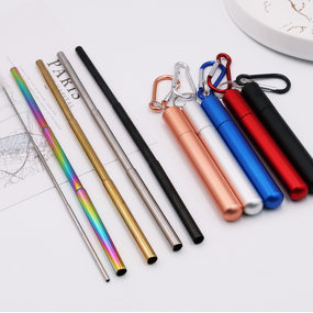 Telescopic Straw Set - Aluminum Case Stainless Steel Reusable Bar Accessory