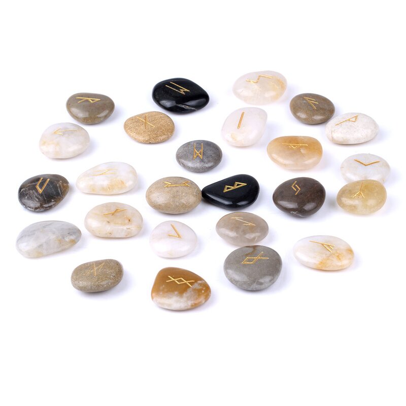 Rune Stones Manufacturer - Sample Support Irregular Pebbles Engraved Colorful Customized Chakra