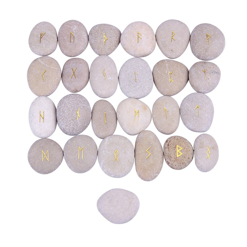 Rune Stone Set Manufacturer - Natural Crystal Wicca Energy Reiki Polished Engraved Lettering