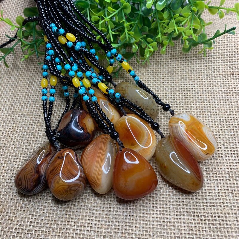 Palm Stone Pendant Manufacturer - 100% Natural Lucky Agate Unisex Jewelry