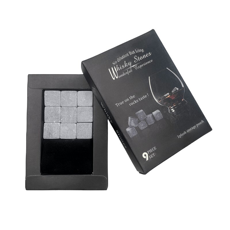 Whiskey Stones Gift Set Manufacturer - 10 Years Factory Natural with Velvet Bag Premium Handmade