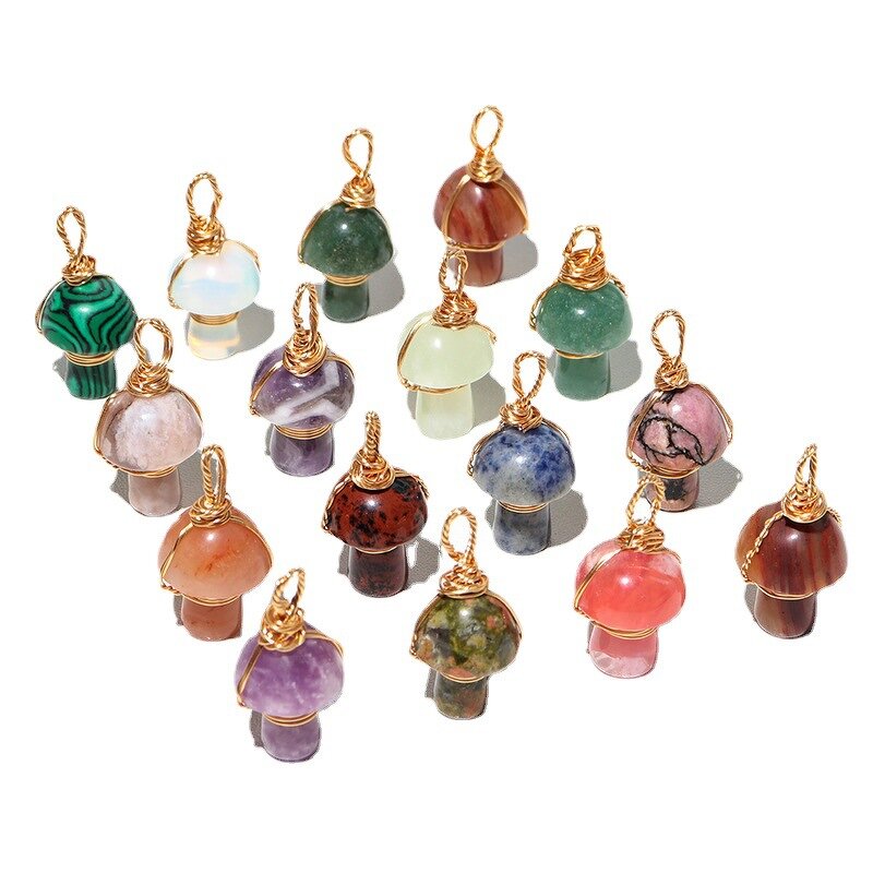 Crystal Pendant Manufacturer - Natural Chakra Healing 20mm Mushroom Charm Mini Gemstone