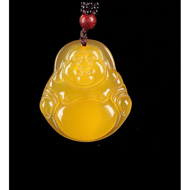 Jade Buddha Pendant Manufacturer - Natural Stone Topaz Ethnic Style Big Belly Maitreya Birthday Gift