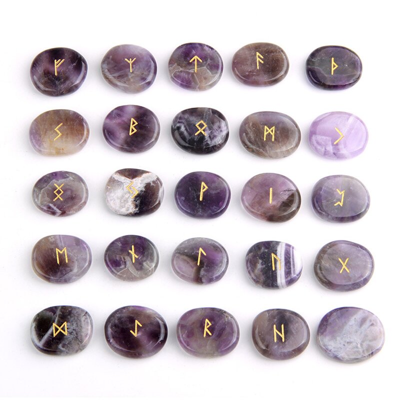 Rune Stones Manufacturer - 25pcs Per Bag Polished Engraved Black Obsidian Natural Gemstone