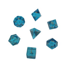 Crystal Dice Set Manufacturer - 7 Pcs Blue Polyhedral Custom Dungeons and Dragons Dices