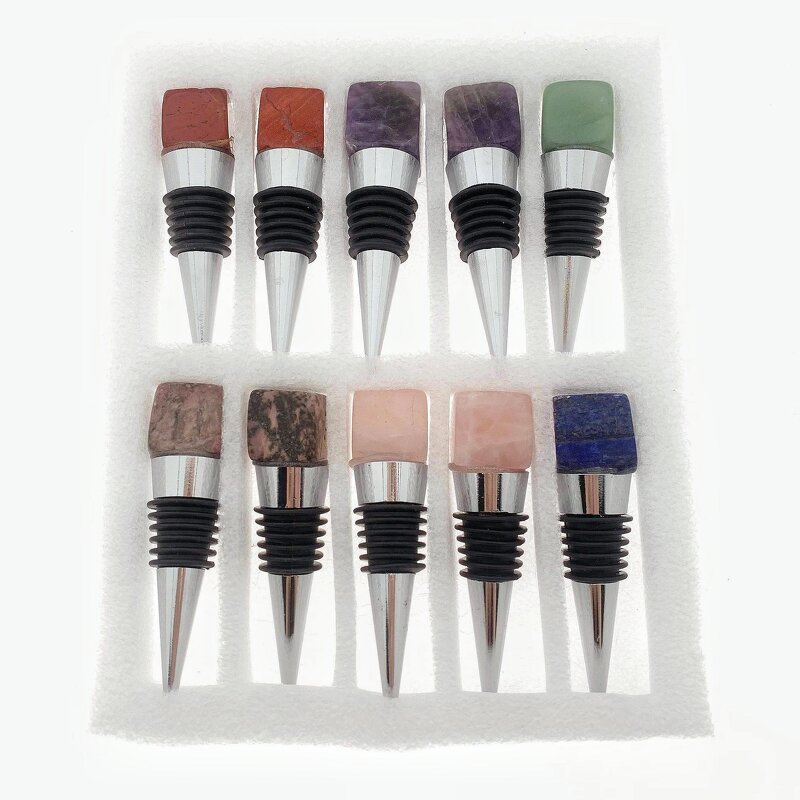 Wine Bottle Stopper Manufacturer - Hot Selling Custom Logo Jade High-end Amethyst Pink Stone