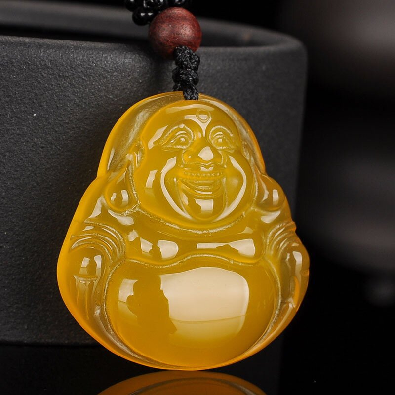 Jade Buddha Pendant Manufacturer - Natural Stone Topaz Ethnic Style Big Belly Maitreya Birthday Gift
