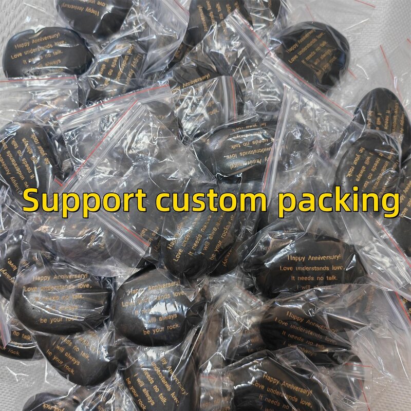 Word Stones Manufacturer - Wholesale Polished Dark Black Pebble Birthday Gift Carving Keepsake