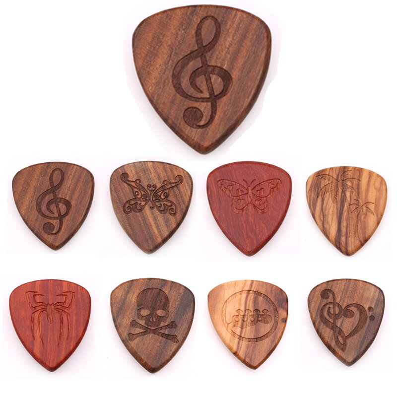 Wooden Guitar Pick Manufacturer - Natural Bulk Custom Laser Engraving Walnut Red Sandalwood Maple