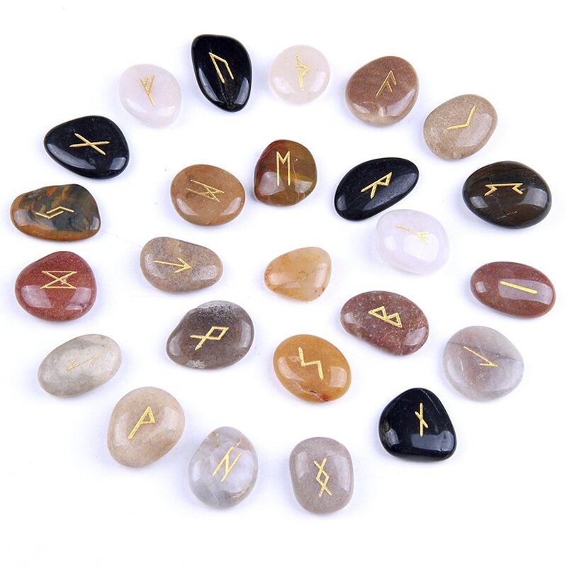 Rune Stones Manufacturer - Sample Support Irregular Pebbles Engraved Colorful Customized Chakra