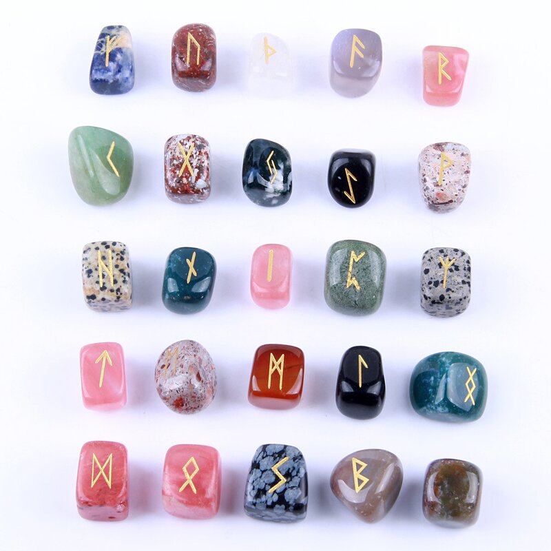 Crystal Rune Stone Set Manufacturer - Lazurite Natural Wicca Energy Reiki Polished Engraved