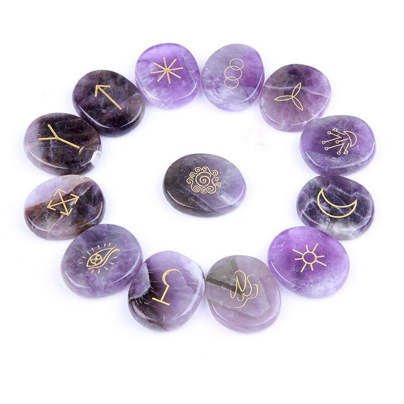 Crystal Runes Set Manufacturer - Amethyst Tumble Stone Healing Reiki for Meditation Gift
