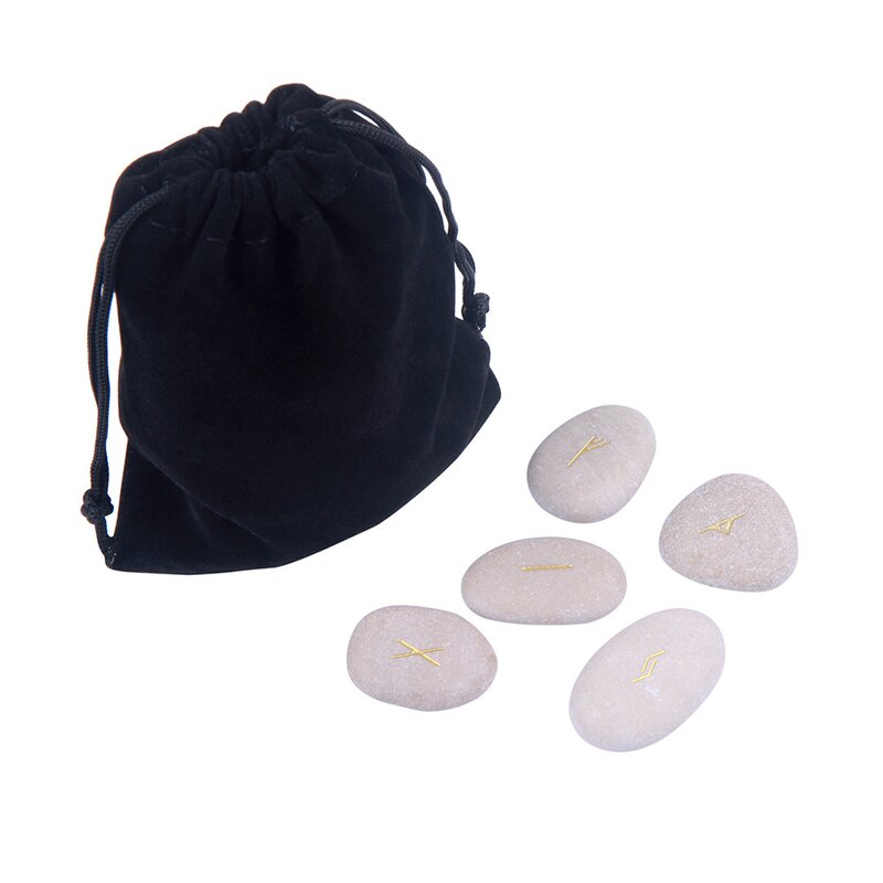 Rune Stone Set Manufacturer - Natural Crystal Wicca Energy Reiki Polished Engraved Lettering