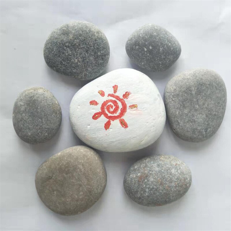 Painting Stone Manufacturer - Wholesale DIY Smooth Unpolished Natural Flat Round River Rocks