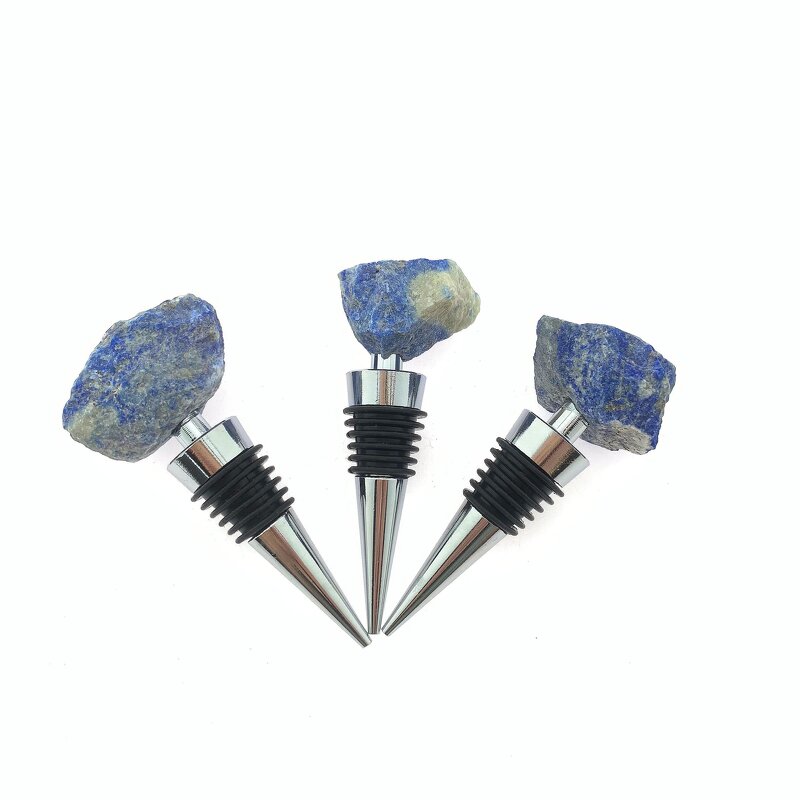 Wine Bottle Stoppers Manufacturer - Custom Made Royal Blue Colored Stone Agate Real Gemstones