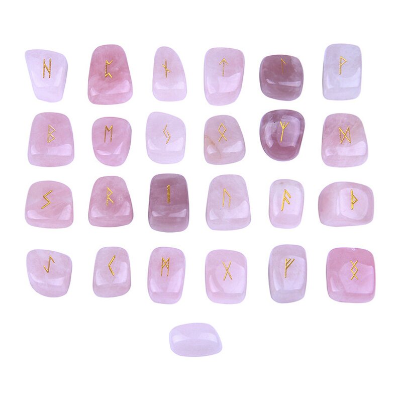 Crystal Runes Set Manufacturer - Natural Amethyst for Meditation Divination Healing Witches Rose Quartz