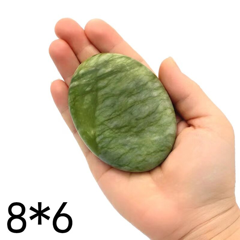 Jade Gua Sha Kit Manufacturer - Green Round Shaped Hot Stone Natural Crystal 3*4 to 8*8 cm