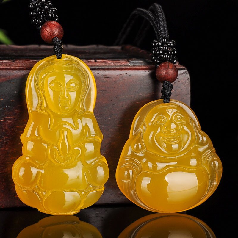 Jade Buddha Pendant Manufacturer - Natural Stone Topaz Ethnic Style Big Belly Maitreya Birthday Gift
