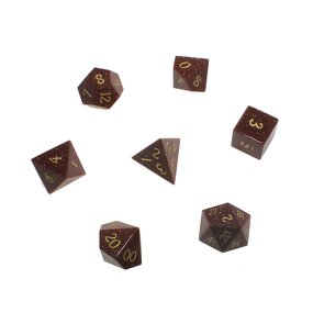 Gemstone Dice Manufacturer - 7 Pcs Gold Sandstone D20 with sharp Edges for D&D RPG